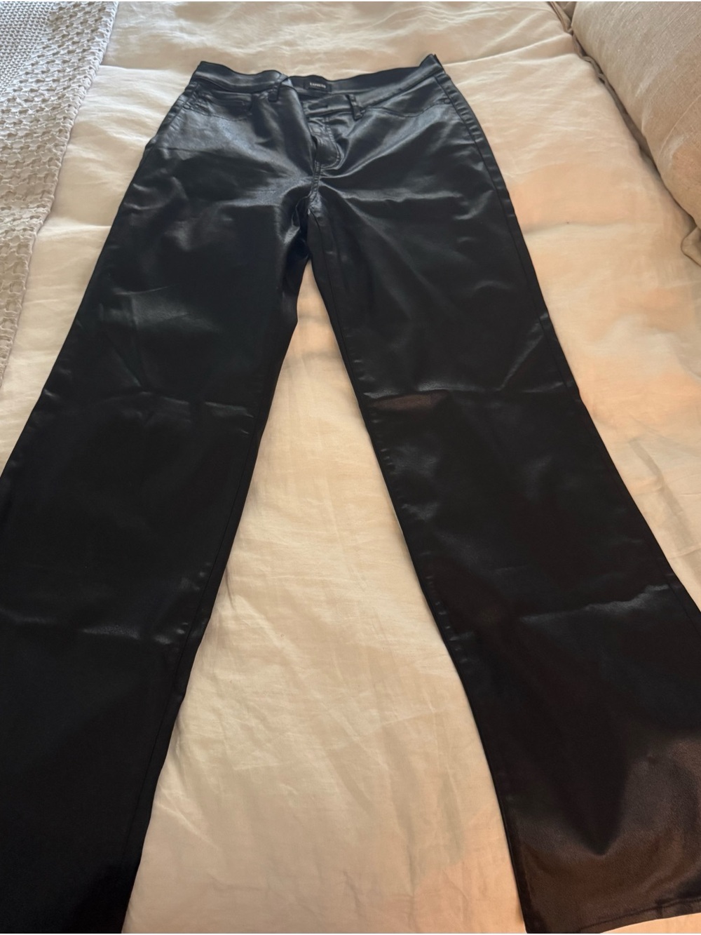 Express Black Coated Wide Leg Jeans